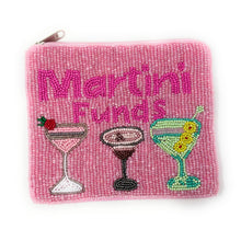 Load image into Gallery viewer, Martini funds coin purse, martini lover gifts, martini pouch, martini pink pouch, Coin Purse Pouch, Beaded Coin Purse, Cute Coin Purse, Beaded Purse, Summer Coin Purse, Best Friend Gift, Pouches, Boho bags, Wallets for her, beaded coin purse, boho purse, gifs for her, birthday gifts, cute pouches, pouches for women, boho pouch, boho accessories, best friend gifts, coin purse, coin pouch, cash money coin pouch, money coin pouch, friend gift, wine lover gift, miscellaneous gifts, birthday gift, save money gif