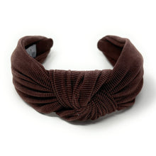 Load image into Gallery viewer, Fall Autumn Headband, Fall Knotted Headband, purple brown shimmer Knot Headband, Fall Hair Accessories, plum corduroy Headband, Best Seller, headbands for women, best selling items, knotted headband, hairbands for women, Fall Winter gifts, Solid color knot Headband, Solid color hair accessories, plum color knot headband, corduroy knotted headband, winter headband, Birthday gifts, custom knot headband, Winter Autumn accessories, brown headband, plum corduroy fabric headband, autumn knot headband