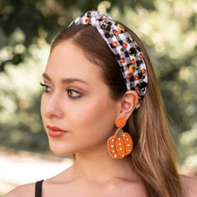 Load image into Gallery viewer, pumpkin beaded Earrings, autumn Earrings, Autumn bead Earrings, Fall Earrings, earrings for Thanksgiving, Thanksgiving earrings, pumpkin earrings, Unique earrings, pumpkin bead earrings, Autumn jewelry, statement earrings, Fall pumpkin earrings, Fall beaded earrings, Autumn jewelry, Holiday earrings, pumpkin earrings, custom designs, orange earrings, dangling earrings, unique earrings, Thanksgiving accessories, Autumn accessories, Autumn brown earrings, Fall fashion