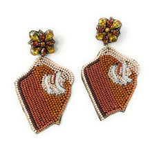 Load image into Gallery viewer, Thanksgiving beaded Earrings, pumpkin pie Earrings, Thanksgiving Earrings, Pumpkins Bead Earrings, earrings for Thanksgiving, Pumpkin earrings, Thanksgiving earrings, Unique earrings, thanksgiving pumpkin earrings, Thanksgiving jewelry, statement earrings, pumpkin love earrings, fall earrings, costume jewelry, Holiday earrings, pumpkin earrings, custom designs, autumn beaded earrings, dangling earrings, unique earrings, autumn accessories, fall vibes, fall autumn accessories, best selling Thanksgiving