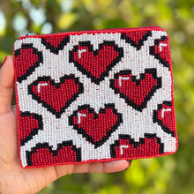 Load image into Gallery viewer, red heart Coin Purse Pouch, red sequin heart bead Purse, red Beaded Pouch, Valentine’s day Purse, Boho bags, Wallets for her, boho pouch accessories, bachelorette gifts, best friend gifts, miscellaneous gifts, best seller, best selling items, gifts for her, birthday gifts, preppy beaded wallet, party favors, bachelorette bag, money pouch, credit card bag, unique cute gifts, mother’s day gift, handmade gifts, Valentine’s lover gifts, Valentines theme accessories, Custom gifts, credit card pouch