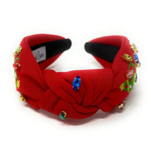 Load image into Gallery viewer, Christmas Jeweled Headband, Christmas Knotted Headband, red Knotted Headband, Christmas Hair Accessories, Red Headband, Best Seller, headbands for women, best selling items, knotted headband, hairbands for women, Christmas gifts, Christmas knot Headband, Red hair accessories, Christmas headband, holiday headband, Statement headband, Red Headband gifts, embellished knot headband, jeweled knot headband, Red Embellished headband, Christmas embellished headband, Christmas lights, Holiday lights headband
