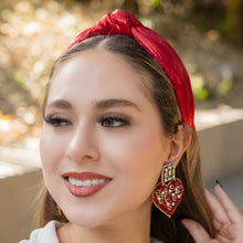 Load image into Gallery viewer, 
hearts Beaded Earrings, red Heart Earrings, Valentines Day Earrings, Valentines Beaded Earrings, Valentines Heart earrings, red gold earrings, valentine’s day beaded earrings, hearts beaded earrings, valentines beaded earrings, Hearts earrings, Valentine’s day earrings, tween girls accessories, Valentine’s day accessories, Best friend gifts, Best selling items, love accessories, boho earrings, custom earrings, unique earrings, unique gifts, handmade gifts, heart chocolate box jeweled earrings