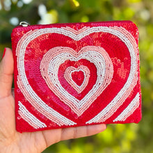 Load image into Gallery viewer, red heart Coin Purse Pouch, red sequin heart bead Purse, red Beaded Pouch, Valentine’s day Purse, Boho bags, Wallets for her, boho pouch accessories, bachelorette gifts, best friend gifts, miscellaneous gifts, best seller, best selling items, gifts for her, birthday gifts, preppy beaded wallet, party favors, bachelorette bag, money pouch, credit card bag, unique cute gifts, mother’s day gift, handmade gifts, Valentine’s lover gifts, Valentines theme accessories, Custom gifts, credit card pouch, red pouch pu