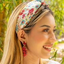 Load image into Gallery viewer, custom beaded Earrings, red jeweled Earrings, red Beaded Earrings, boho earrings, red jeweled earrings, handmade earrings, custom earrings, party accessories, fancy accessories, red embellished earrings, custom earrings, best friend gifts, birthday gifts, bohemian earrings, luxurious handmade accessories, night jewelry, Fancy earrings, boho earrings, beaded earrings, Fancy jeweled earrings, statement earrings, best selling items, statement earrings, handmade gifts, custom gifts