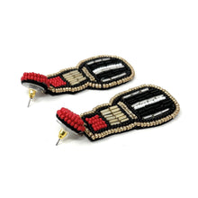 Load image into Gallery viewer, red lipstick beaded Earrings, beaded red Earrings, Taylor red lipstick Earrings, Taylor Swift Earrings, vacation earrings, resort earrings, bachelorette beaded earrings, girlie earrings, unique earrings, red lipstick seed bead earrings, bejeweled accessories, resort accessories, resort beaded earrings, gifts for friend, best friend gifts, birthday gifts, red era earrings, fancy earrings accessory, summer earrings, boho earrings, fancy rhinestone earrings, rhinestone earrings, embellished earrings