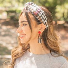 Load image into Gallery viewer, headband for women, burger lover Knot headband, white burger knot headband, burger lover gifts, burger knot headband, top knot headband, Christmas gifts, burger lover hair accessories, Gifts for her, best selling items, best gifts for her, Wine love hair band, Hamburger knot headband, birthday gifts, love burger gifs, jeweled headband, bejeweled handmade gifts, top knotted headband, bejeweled knotted headband, Velour knot headbands, burger fries headband, embellished headband, must have burger lover gift, l