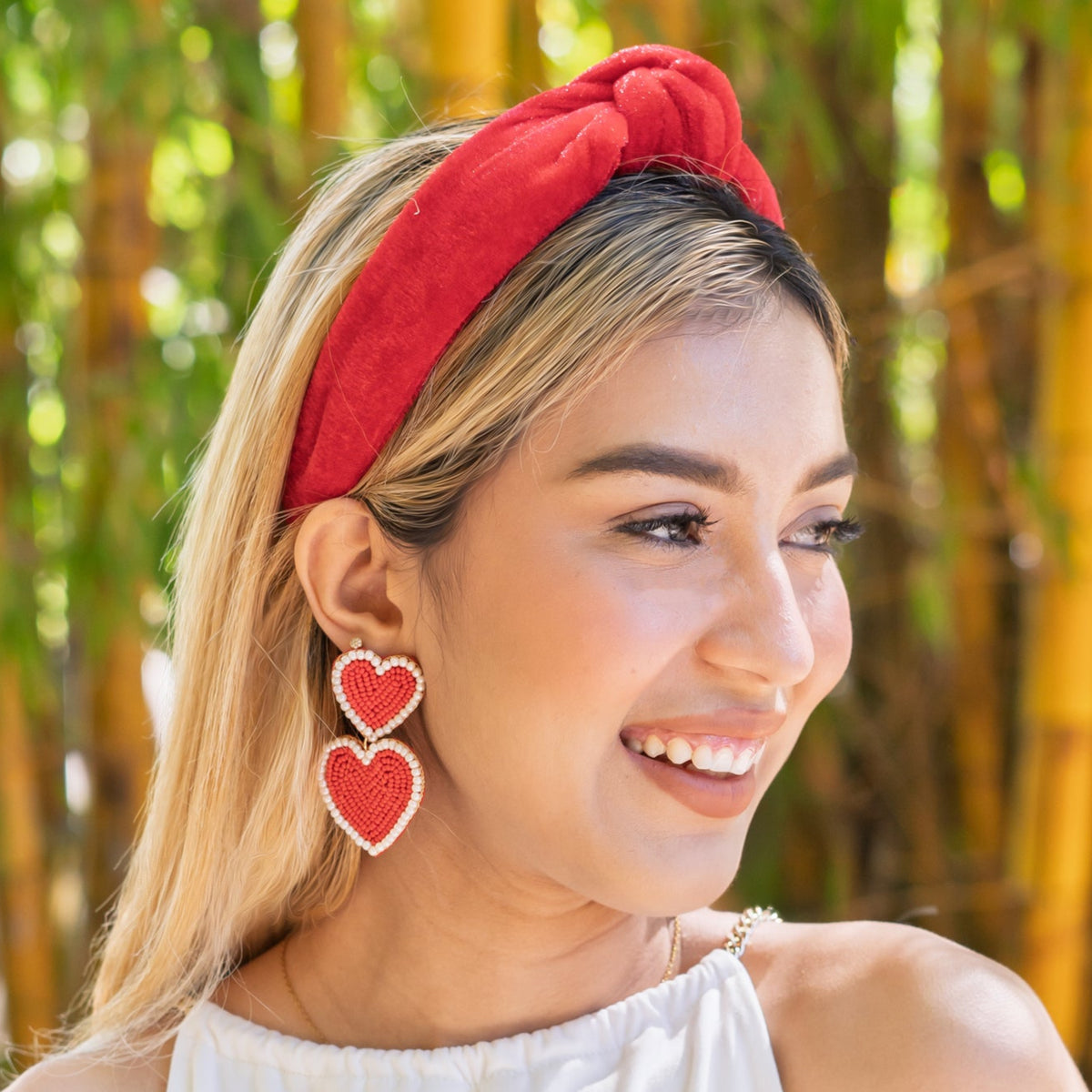 Nordstrom Velvet Knot Headband Scrunchie Hair Set Red Plaid Christmas Headband Scrunchie Set: Knotted Plaid Fabric Hair  main image 2