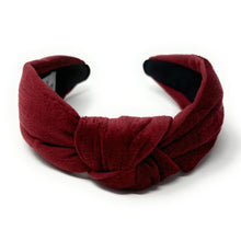 Load image into Gallery viewer, Fall Autumn Headband, Fall Knotted Headband, terracota color Knot Headband, Fall Hair Accessories, velvet redwood Headband, Best Seller, headbands for women, best selling items, knotted headband, hairbands for women, Fall Winter gifts, Solid color knot Headband, Solid color hair accessories, redwood knot headband, Velour knotted headband, Statement headband, Birthday gifts, thanksgiving knot headband, Fall Autumn  accessories, redwood solid headband, brown red velour headband, Velvet knot headband