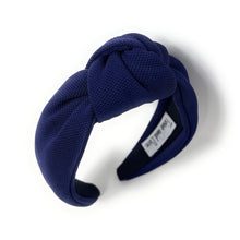 Load image into Gallery viewer, fall Headband, navy blue Knotted Headband, navy blue color Knot Headband, navy blue color Hair Accessories, navy blue knot Headband, Best Seller, headbands for women, best selling items, navy blue color knotted headband, hairbands for women, navy blue color Headband, Solid color hair accessories, navy blue headband, solid color knotted headband, Statement headband, game day knot headband, blue knot headband, solid hairband, solid color headband, custom headband, Handmade gifts, best selling items, Fall acce