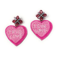 Load image into Gallery viewer, True Love Heart Candy Beaded Earrings, Heart Candy Earrings Valentines Day Earrings, Valentines Beaded Earrings, sweethearts Conversation heart earrings, Valentines Heart earrings, Purple earrings, valentine’s day beaded earrings, Purple heart beaded earrings, valentines beaded earrings, Hearts earrings, Valentine’s day earrings, valentines day gifts, tween girls accessories, Valentine’s day accessories, Best friend gifts, Best selling items, boho earrings, custom earrings, unique earrings, unique gifts