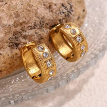 Load image into Gallery viewer, minimalist style Earrings, 18k gold huggie Earrings, minimalist Earrings, 18k gold small hoop earrings, custom earrings, earrings party accessories, fancy accessories, 18k gold plated earrings, huggie custom earrings, best friend gifts, birthday gifts, gold plated bohemian earrings, luxurious handmade accessories, embellished night jewelry, Fancy earrings, bohemian gold plated earrings, minimalist jewelry, best selling items, handmade gifts, custom gifts, valentines day gifts valentines day for her