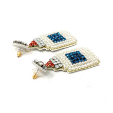 Load image into Gallery viewer, custom beaded Earrings, teacher jeweled Earrings, glue Beaded Earrings, teacher earrings, teacher jeweled earrings, handmade earrings, custom earrings, bejeweled accessories, teacher jewelry accessories, teacher appreciation gift, teacher gifts, birthday gifts, bohemian earrings, luxurious handmade accessories, party earrings, teacher appreciation week gifts, teaching earrings, rhinestone earrings, embellished earrings, party earrings, statement earrings, best selling items, lightweight earrings