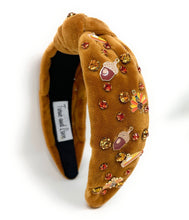 Load image into Gallery viewer, Thanksgiving Jeweled Headband, Thanksgiving headband, Autumn Hair Accessories, Autumn Headband, knot headband, boho headband, best selling items, Fall knotted headband, hairbands for women, Thanksgiving gifts,  Fall knot Headband, Thanksgiving accessories, corduroy headband, Fall corduroy headband, Statement headband, Turkey gifts, jeweled knot headband, Jeweled headband, Thanksgiving party, Embellished headband, Autumn embellished headband, bejeweled headband