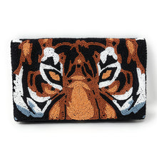 Load image into Gallery viewer, Beaded purse, tiger beaded clutch purse, GameDay Purse, Tiger Beaded clutch bag, College GameDay clutch, Tiger Purse, Tiger Purse, Geaux tigers team, college coin purse, college beaded clutch, beaded purse, best friend gift, Tiger college bag, college gameday gift, geaux tigers clutch, Tiger pouch, hotty toddy coin purse, hotty toddy coin pouch, Geaux gifts, hotty toddy fan, college gifts, college football coin purse, LSU college, Geaux tigahs, college football bag, crossbody tiger bag
