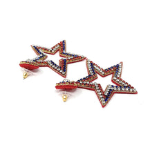 Load image into Gallery viewer, July 4th Earrings, USA  Earrings, Fourth of July Earrings, Independence Day Jewelry, America Earrings, American Earrings, Patriot Earrings, USA Flag Earrings, Flag Patriotic earrings, American Earrings, USA star Beaded Earrings, Seed Bead Earrings, Stars & Stripes, freedom Patriotic Earrings, USA Star Earrings, 4th of July flag earrings, Flag Fashion Earrings, Memorial Day Earrings, Stars Beaded, Fashion Statement, USA flag earrings, USA earrings, handmade earrings, Bow earrings, red white blue earrings