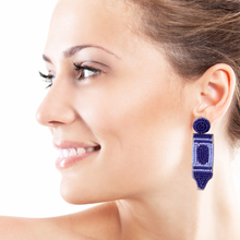 Load image into Gallery viewer, custom beaded Earrings, crayon jeweled Earrings, crayon Beaded Earrings, summer jeweled earrings, handmade earrings, custom earrings, party accessories, teacher embellished earrings, custom earrings, teacher gifts, birthday gifts, bohemian earrings, luxurious handmade accessories, teachers jewelry, Fancy earrings, boho earrings, beaded earrings, Fancy jeweled earrings, statement earrings, best selling items, seahorse accessories, handmade gifts, custom gifts, teacher earrings, cute earrings