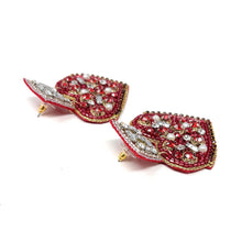 Load image into Gallery viewer, 
hearts Beaded Earrings, red Heart Earrings, Valentines Day Earrings, Valentines Beaded Earrings, Valentines Heart earrings, red gold earrings, valentine’s day beaded earrings, hearts beaded earrings, valentines beaded earrings, Hearts earrings, Valentine’s day earrings, tween girls accessories, Valentine’s day accessories, Best friend gifts, Best selling items, love accessories, boho earrings, custom earrings, unique earrings, unique gifts, handmade gifts, heart chocolate box jeweled earrings