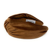 Load image into Gallery viewer, brown knot Headband, brown Knotted Headband, brown velvet Knot Headband, Spring 2025 Hair Accessories, 2025 hair accessories, Best Seller, headbands for women, best selling items, wide knotted headband, hairbands for women, birthday gifts, Solid color knot Headband, Solid color hair accessories, wide knot headband, Velour knotted headband, Statement headband, Birthday gifts, Brown wide knot headband, Fall Autumn  accessories brown velour headband, Velvet knot headband, wide know headband