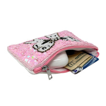 Load image into Gallery viewer, pink bow beaded Coin Purse Pouch, Beaded Coin Purse, white black bow Purse, bow Beaded Purse, Summer Coin Purse, Best Friend Gift, Boho bags, Wallets for her, boho gifts, boho pouch, boho accessories, best friend gifts, tween girl gifts, pink beaded coin pouch, miscellaneous gifts, best seller, best selling items, bachelorette gifts, birthday gifts, preppy beaded wallet, party favors, bachelorette bag, money pouch, wallets for girls, bohemian wallet, batch gifts, mother’s day gift, sequin bow, handmade gift