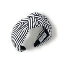 Load image into Gallery viewer, Black and white striped headband on a white background