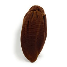 Load image into Gallery viewer, Fall Autumn Headband, Fall Knotted Headband, copper shimmer Knot Headband, Fall Hair Accessories, copper corduroy Headband, Best Seller, headbands for women, best selling items, knotted headband, hairbands for women, Fall Winter gifts, Solid color knot Headband, Solid color hair accessories, copper color knot headband, corduroy knotted headband, Fall Autumn headband, Birthday gifts, custom knot headband, Winter Autumn accessories, brown headband, coffee corduroy fabric headband, autumn knot headband