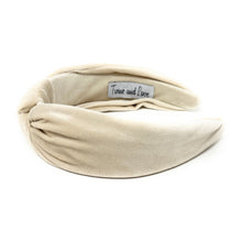Load image into Gallery viewer, Fall Autumn Headband, Fall Knotted Headband, ivory Knot Headband, Fall Hair Accessories, ivory velvet Headband, Best Seller, headbands for women, best selling items, wide knotted headband, hairbands for women, Fall Winter gifts, Solid color knot Headband, Solid color hair accessories, wide knot headband, Velour knotted headband, Statement headband, Birthday gifts, ivory wide knot headband, Fall Autumn  accessories, ivory headband, ivory velour headband, Velvet knot headband, velvet knotted headband