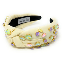 Load image into Gallery viewer, yellow Knot headband, light yellow knot headband, yellow knotted headband, yellow color accessories, pastel color knot headband, game day headband, game day knotted headband, baby yellow headband, yellow color hair band, embellished headbands, baby shower headband, knotted headband, baby shower knotted headband, game day hair accessories, light yellow accessories, Spring headband, pastel color headband, Easter accessories, custom headband, handmade headbands, Easter knotted headband, best selling items
