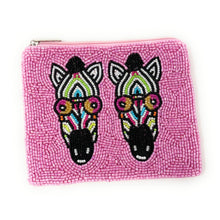Load image into Gallery viewer, Zebra Coin Purse Pouch, Zebra bead Purse, Zebra Beaded Pouch, Zebra Purse, Boho bags, Wallets for her, boho pouch accessories, bachelorette gifts, best friend gifts, miscellaneous gifts, best seller, best selling items, gifts for her, birthday gifts, preppy beaded wallet, party favors, bachelorette bag, money pouch, wallets for her, unique cute gifts, mother’s day gift, handmade gifts, Zebra lover gifts, Safari theme accessories, Custom gifts, credit card pouch, pink pouch purse, handmade gifts