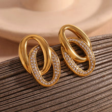 Load image into Gallery viewer, minimalist style Earrings, 18k gold stud Earrings, minimalist Earrings, zircon 18k gold stud earrings, custom earrings, earrings party accessories, fancy accessories, 18k gold plated earrings, drop custom earrings, best friend gifts, birthday gifts, gold plated bohemian earrings, luxurious handmade accessories, embellished night jewelry, Fancy earrings, bohemian gold plated earrings, minimalist jewelry, best selling items, handmade gifts, custom gifts, valentines day gifts valentines day for her, gifts for