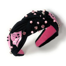 Load image into Gallery viewer, Halloween Headband, Custom Headbands, Hand Bead Headbands for Halloween, pink Halloween Headband, Halloween Headbands, Halloween Knotted Headband, ghosts Knotted Headband, Halloween Hair Accessories, Spooky headband, Custom headbands, Halloween gifts, halloween knot Headband, Halloween hair accessories, pink black Halloween headband, Statement headband, Halloween gifts, spooky Halloween headband, custom Headband, handmade gifts