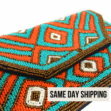 Load image into Gallery viewer, beaded clutch purse, beaded bag, birthday gift for her, summer clutch, seed bead purse, beaded bag, seed bead clutch, summer bag, clutch bag, engagement gift, bridal gift to bride, bridal gift, Fuchsia purse, gifts to bride, wedding gift, bride gifts, cross body purse, bride to be gift, engagement gift, bachelorette gifts, best friend gift, best selling item, party bag, summer purse, boho clutch, best friend gift, bridesmaid gift, Bohemian bag