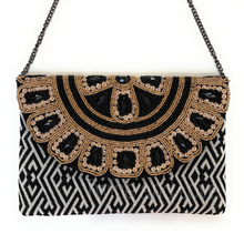 Load image into Gallery viewer, beaded clutch purse, beaded bag, birthday gift for her, evening clutches, seed bead purse, beaded bag, seed bead clutch, engagement gift, bridal gift to bride, bridal gift, gifts to bride, wedding gift, bride gifts, crossbody purse, bride to be gift, engagement gift, bachelorette gifts, best friend gift, best selling items, bride to be gift, bridal gifts for bride, party bag, boho clutch, best friend gift, bridesmaid gift, bachelorette gift, black beaded clutch purse, gold black beaded clutch