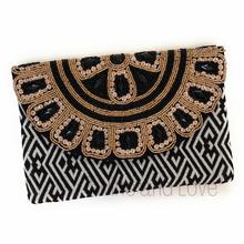 Load image into Gallery viewer, beaded clutch purse, beaded bag, birthday gift for her, evening clutches, seed bead purse, beaded bag, seed bead clutch, engagement gift, bridal gift to bride, bridal gift, gifts to bride, wedding gift, bride gifts, crossbody purse, bride to be gift, engagement gift, bachelorette gifts, best friend gift, best selling items, bride to be gift, bridal gifts for bride, party bag, boho clutch, best friend gift, bridesmaid gift, bachelorette gift, black beaded clutch purse, gold black beaded clutch