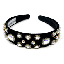 Load image into Gallery viewer, headband for women, womens headband, headbands for women, stylish headbands, headband style, top knot headband, woven top knot headband, head band, hair band, trendy headbands, top knotted headband, spring headband, summer headbands, handmade headbands, top knotted headband, knotted headband, head band, hair band for women, trendy headband, fashion headbands, embellished headband, rhinestone headband, gemstone headband for women, luxury headband, jeweled headband for women, wedding headband, hair accessory