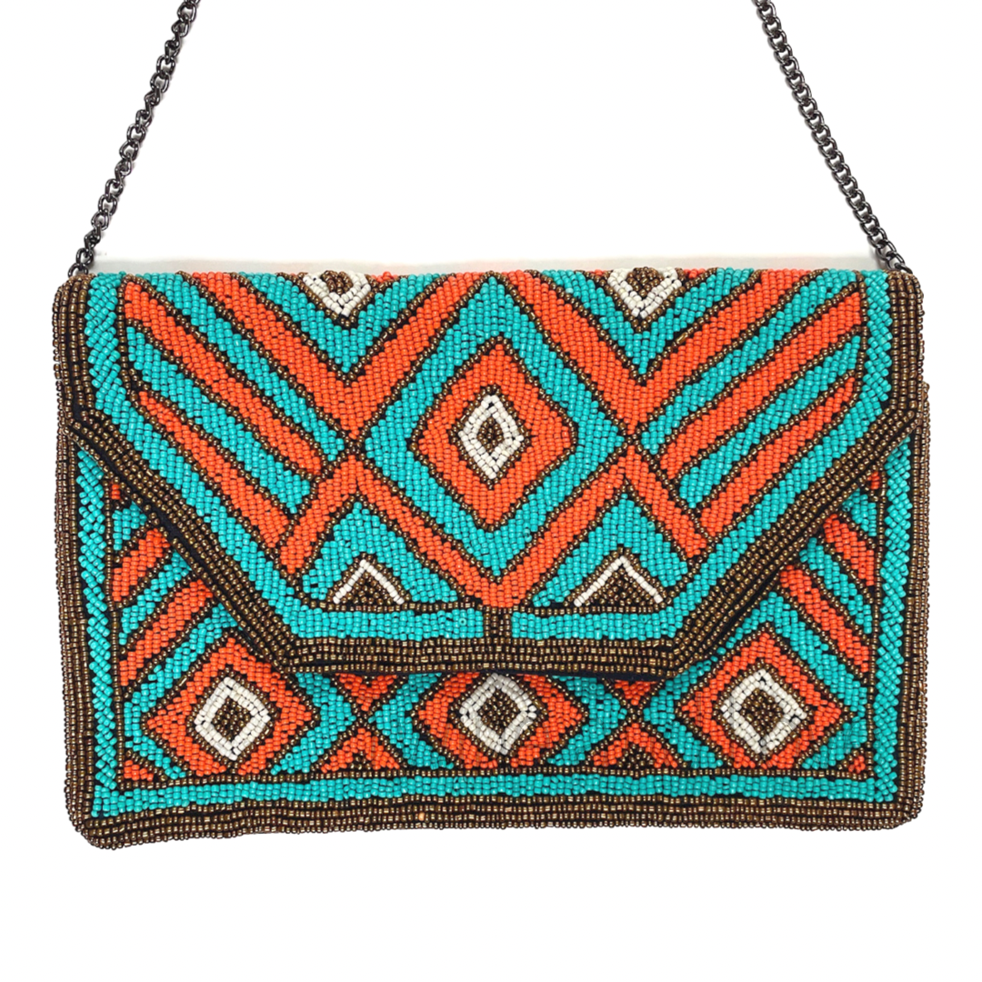 Bohemian Beaded Clutch Crossbody Clutch Bag Seed Beaded Clutch