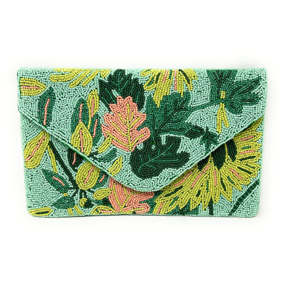 Green and White Beaded Clutch Tiana Ikat Hand Beaded Clutch - Georgia Kate main image 3