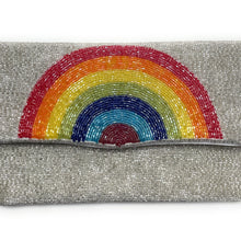 Load image into Gallery viewer, mrs clutch purse, gift for bride, beaded clutch purse, bridal purse clutch, rainbow bride clutch, rainbow bride bag, bachelorette beaded clutch, lgbt gift, bridal shower gift, crossbody purse, bride to be gift, bridesmaids gifts, bridal purse, engagement gift, party clutches, rainbow clutches, Gray pride gifts, best friend gifts, crossbody purse, rainbow crossbody purse, LGBTQ pride bag purse, LGBTQ gifts, Flag Pride bag, Pride purse, Rainbow Pride bag, rainbow party theme