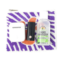 Load image into Gallery viewer, Beaded coin purse, beaded coin pouch, GameDay Purse, Beaded pouch, Coin purse, coin pouch, College GameDay pouch, tigers coin purse, tigers clemson beaded coin purse, tigers college coin purse, college coin pouch, beaded purse, best friend gift, college coin bag, college gameday gift, clemson coin pouch, purple coin purse, orange paw coin pouch, Tigers gifts, Clemson Tigers, college gifts, college football coin purse, Clemson College football, college football coin pouch
