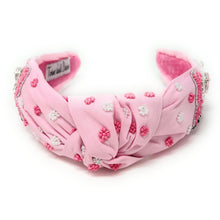 Load image into Gallery viewer, headbands for women, Easter knotted headband, headband style, top knot headband, Pink top knot headband, Easter headband, Easter hair band, bunny knot headband, top knotted headband, Bunny knotted headband, handmade headbands, top knotted headband, hand bead knotted headband, Easter bunny hair band for women, Hand bead St. Patrick’s headband, statement headbands, embellished headband, chic headband, Easter knot headband, Easter bunny headband, Easter hair accessories, Bunny knot headband