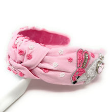 Load image into Gallery viewer, headbands for women, Easter knotted headband, headband style, top knot headband, Pink top knot headband, Easter headband, Easter hair band, bunny knot headband, top knotted headband, Bunny knotted headband, handmade headbands, top knotted headband, hand bead knotted headband, Easter bunny hair band for women, Hand bead St. Patrick’s headband, statement headbands, embellished headband, chic headband, Easter knot headband, Easter bunny headband, Easter hair accessories, Bunny knot headband