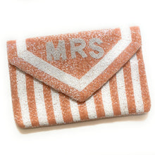 Load image into Gallery viewer, Bride clutch purse, gift for bride, seed beaded clutch purse, bridal purse clutch, white beaded wedding clutch, bride gifts, bridal gifts, engagement gifts, bridal shower gifts, bridesmaid gifts, bride to be gift, gift for her, bride gift, wedding gift, bridal gift, bridal purse clutch, wedding bag, wedding purse for bride, bride bag, wedding bridal clutch, wedding white bag, gifts for the bride, best engagement gift, best bridesmaid gift, rose gold beaded clutch purse