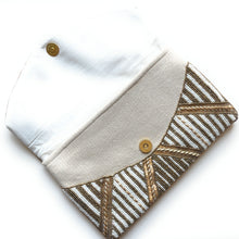 Load image into Gallery viewer, Bride clutch purse, gift for bride, seed beaded clutch purse, bridal purse clutch, bride beaded wedding clutch, bride gifts, bridal gifts, engagement gifts, bridal shower gifts, bridesmaid gifts, bride to be gift, gift for her, bride gift, wedding gift, bridal gift, bridal purse clutch, wedding bag, wedding purse for bride, bride bag, wedding bridal clutch, wedding white bag, gifts for the bride, best engagement gift, best bridesmaid gift, bridal clutch, floral crossbody, golden clutch purse, evening bags