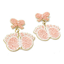 Load image into Gallery viewer, baby shower Beaded Earrings, beaded baby shower Earrings, Gender reveal Earrings, Gender reveal Beaded Earrings, blue pink earrings, Horse rocker beaded earrings, New mom beaded earrings, Blue earrings, Beaded earrings, Baby shower bead earrings, gender reveal seed bead earrings, baby shower gifts, gender reveal gifts, baby shower accessories, baby shower beaded accessories, gender reveal accessories, gifts for new moms, first time gifts for mom, best Selling items