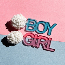 Load image into Gallery viewer, Gender Reveal Earrings, Gender Reveal Ideas Invitation, Baby Shower Favors, Team Boy, Team Girl, New Mom Earrings, Pregnancy Announcement, earrings for women, summer earrings for mom to be, gender reveal earrings, gender reveal gifts, gender reveal gift, mom to be gift, baby shower gifts, baby shower party gift, baby shower favors, baby shower invitation, gender reveal favors, blue earrings, pink earrings, mom to be earrings, pregnant women gifts, pregnancy announcement gifts, pregnancy announcement