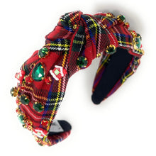 Load image into Gallery viewer, Christmas Jeweled Headband, Christmas Knotted Headband, Plaid Knotted Headband, Christmas Hair Accessories, Red Plaid Headband, Best Seller, headbands for women, best selling items, knotted headband, hairbands for women, Christmas gifts, Christmas knot Headband, Red hair accessories, Christmas headband, Red plaid holiday headband, Statement headband, Red Headband gifts, embellished knot headband, jeweled knot headband, Red plaid Jeweled headband, Red Embellished headband, Christmas embellished headband
