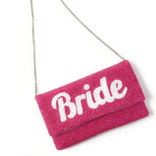 Load image into Gallery viewer, Bride clutch purse, seed beaded clutch purse, bridal purse clutch, beaded wedding clutch, bride gifts, bridal gifts, engagement gifts, bridal shower gifts, bridesmaid gifts, bride to be gift, bridal gifts, wedding gift, bridal gift, bridal purse clutch, wedding bag, wedding purse for bride, bride bag, pink bridal clutch, Bridal shower pink purse, pink bride clutch, best engagement gift, pink wedding, pink bachelorette purse, pink bride purse, pink handbag , bridal shower purse, bachelorette purse