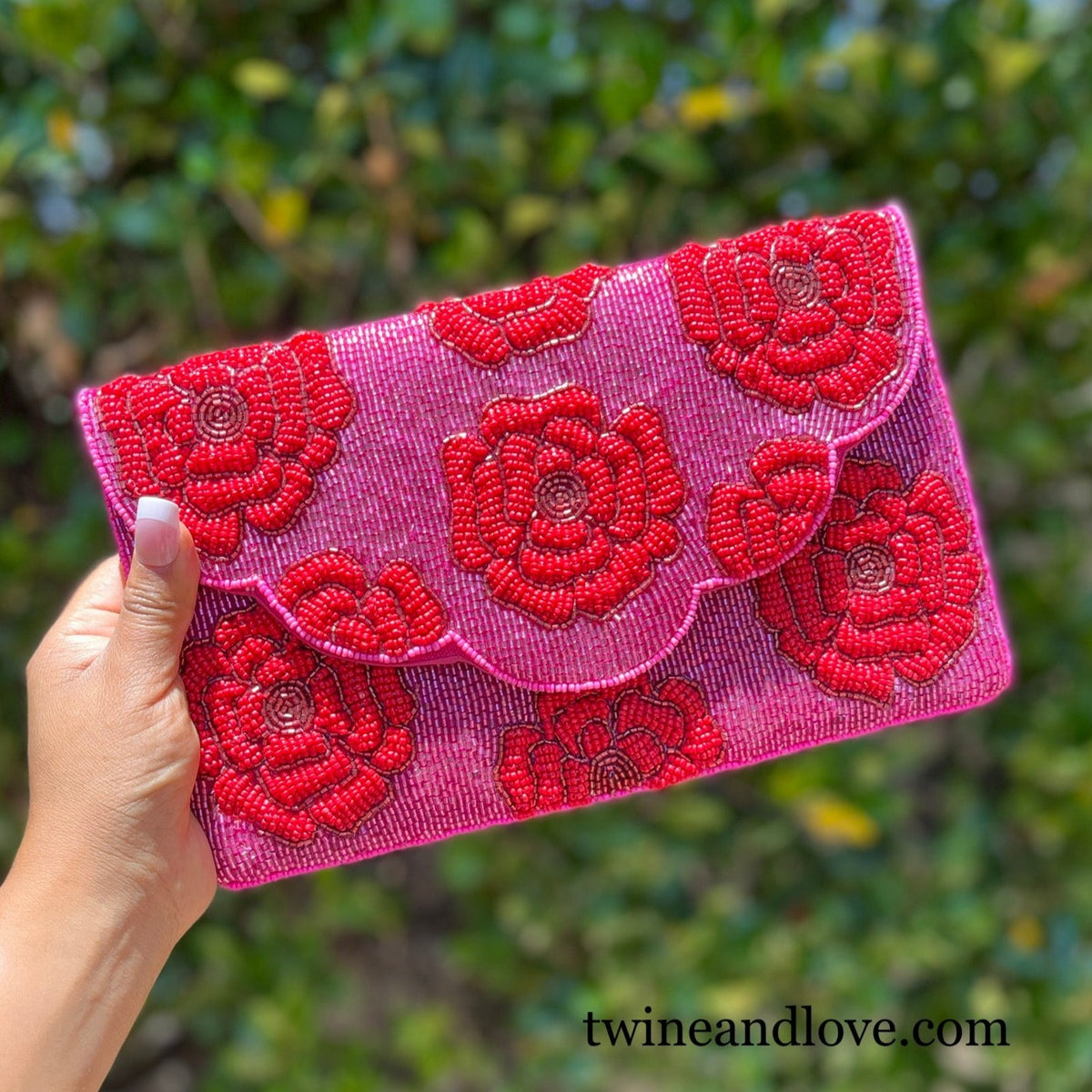 NEW! Beaded Clutch Bag, Floral Seed Bead Crossbody Bag, Embroidered Boho outlet Clutch Bag, Gift for Her