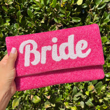 Load image into Gallery viewer, Bride clutch purse, seed beaded clutch purse, bridal purse clutch, beaded wedding clutch, bride gifts, bridal gifts, engagement gifts, bridal shower gifts, bridesmaid gifts, bride to be gift, bridal gifts, wedding gift, bridal gift, bridal purse clutch, wedding bag, wedding purse for bride, bride bag, pink bridal clutch, Bridal shower pink purse, pink bride clutch, best engagement gift, pink wedding, pink bachelorette purse, pink bride purse, pink handbag , bridal shower purse, bachelorette purse