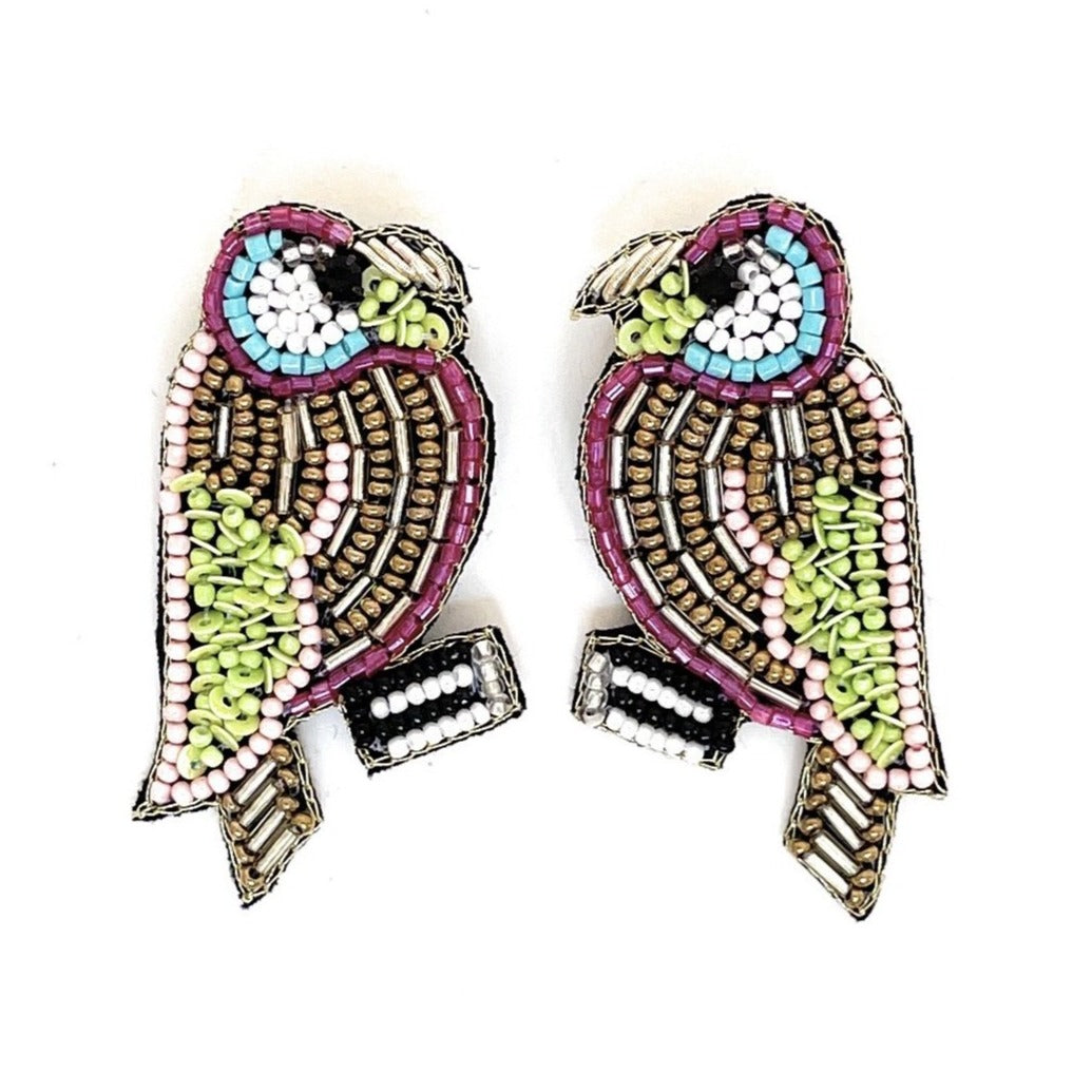 Tropical Bird Beaded Earrings, Women Accessories, Handmade Earrings